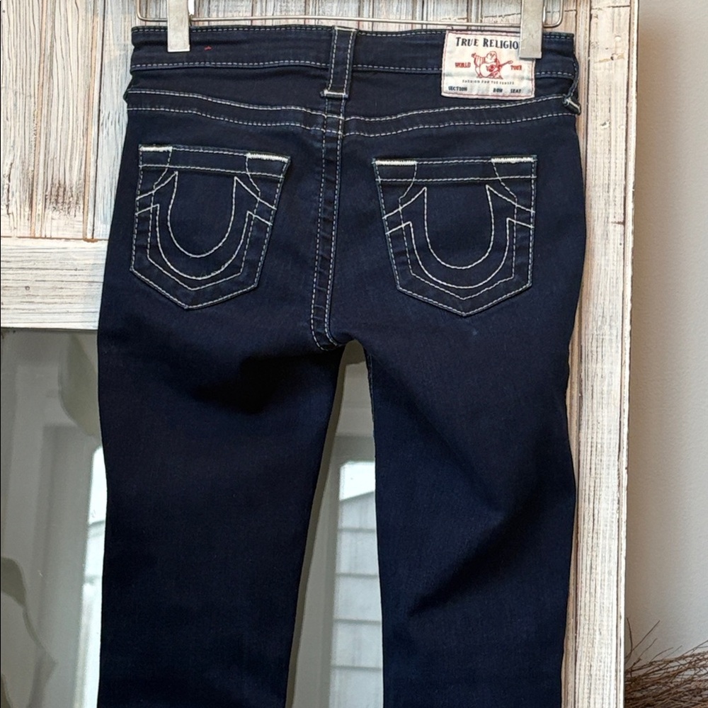 True Religion HALLE Mid-Rise Super Skinny Jeans Size 24  Indigo EUC - Picture 5 of 12